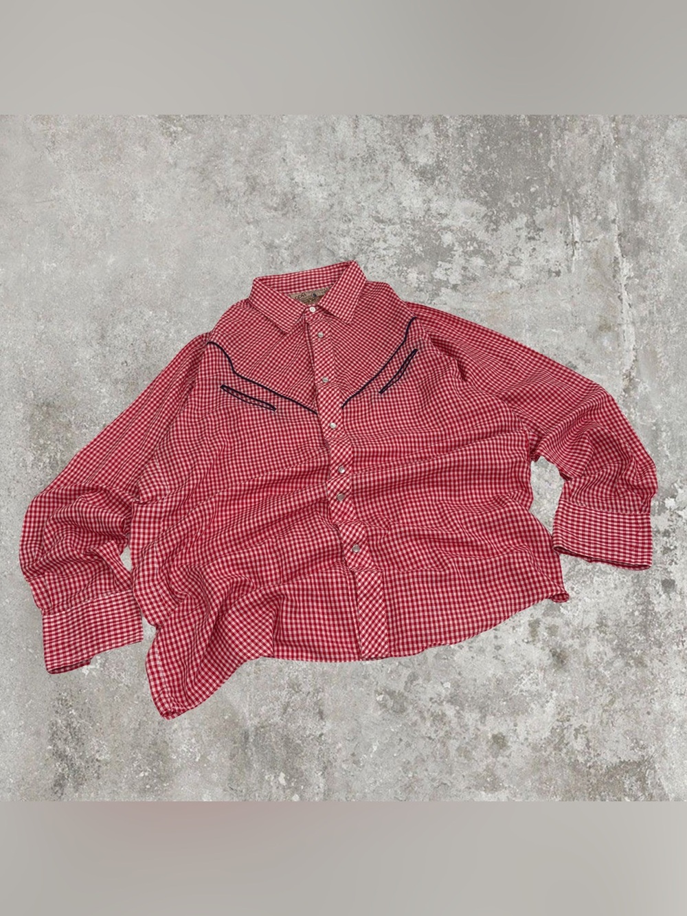 Vintage Gap Western Pearl Snap Button Down Red & White Plaid Cowboy Long Sleeve